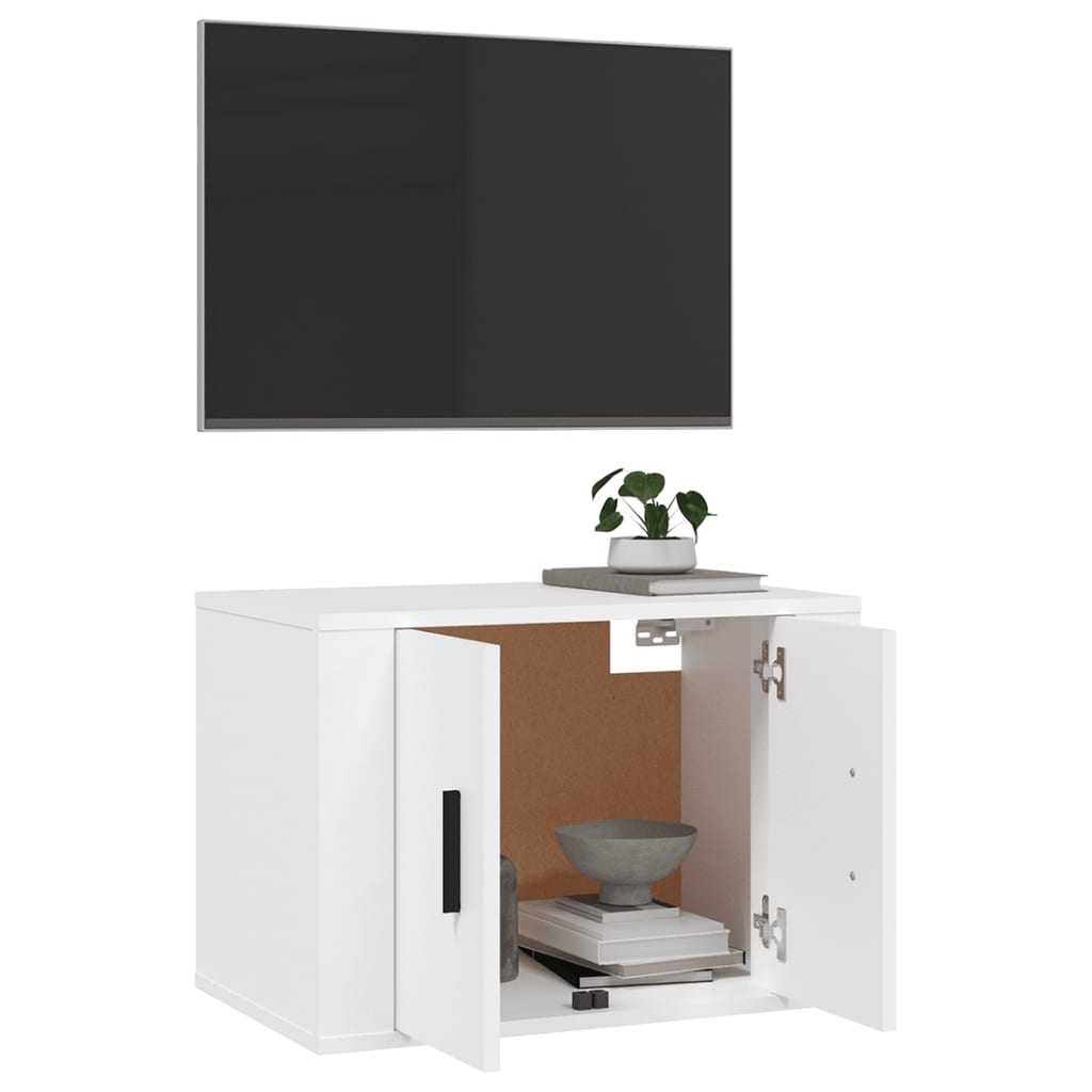 vidaXL Dulap TV cu montaj pe perete, alb, 57x34,5x40 cm vidaXL Dulap TV cu montaj pe perete, alb, 57x34,5x40 cm