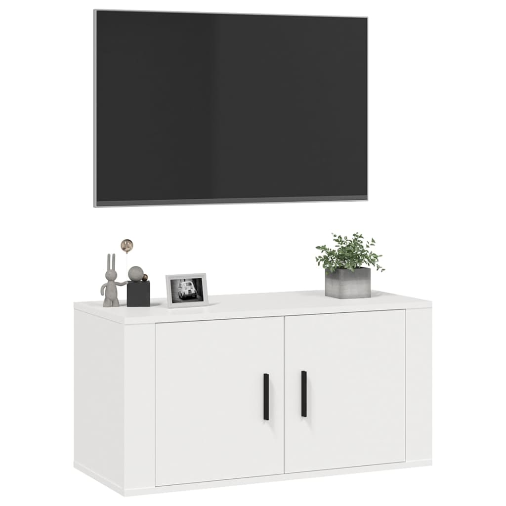 vidaXL Dulap TV cu montaj pe perete, alb, 80x34,5x40 cm vidaXL Dulap TV cu montaj pe perete, alb, 80x34,5x40 cm