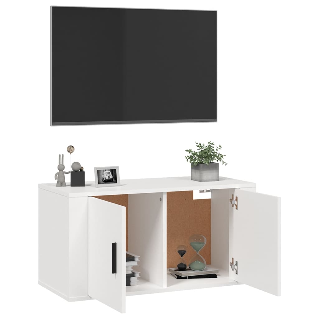 vidaXL Dulap TV cu montaj pe perete, alb, 80x34,5x40 cm vidaXL Dulap TV cu montaj pe perete, alb, 80x34,5x40 cm