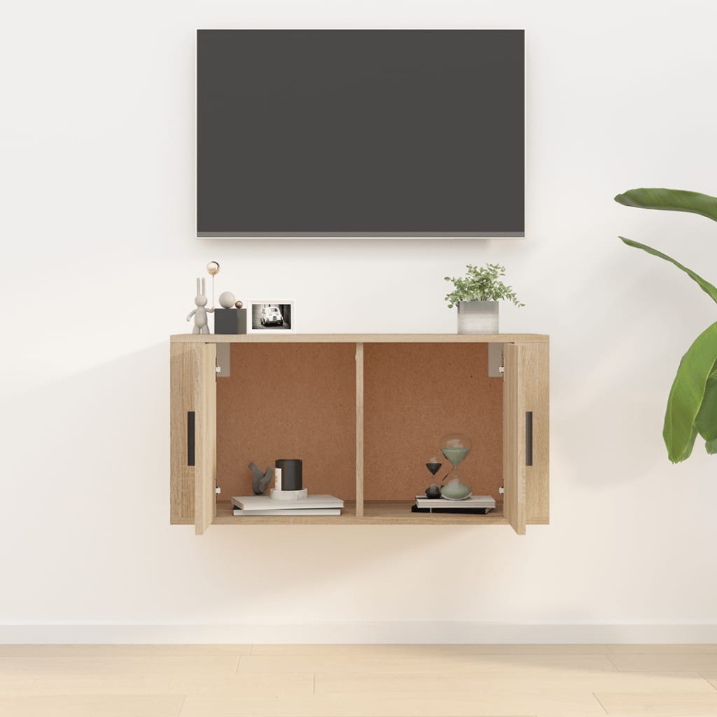 vidaXL Dulap TV montat pe perete, stejar sonoma, 80x34,5x40 cm