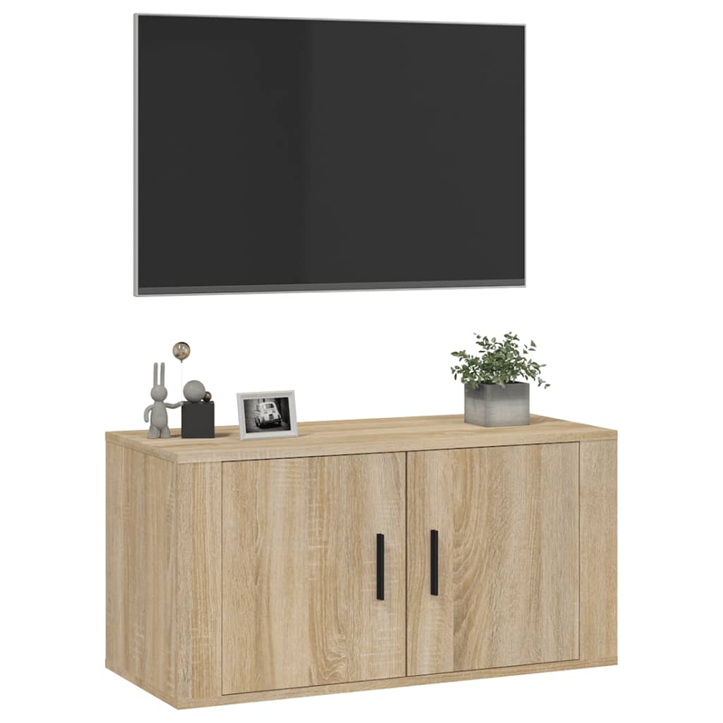 vidaXL Dulap TV montat pe perete, stejar sonoma, 80x34,5x40 cm