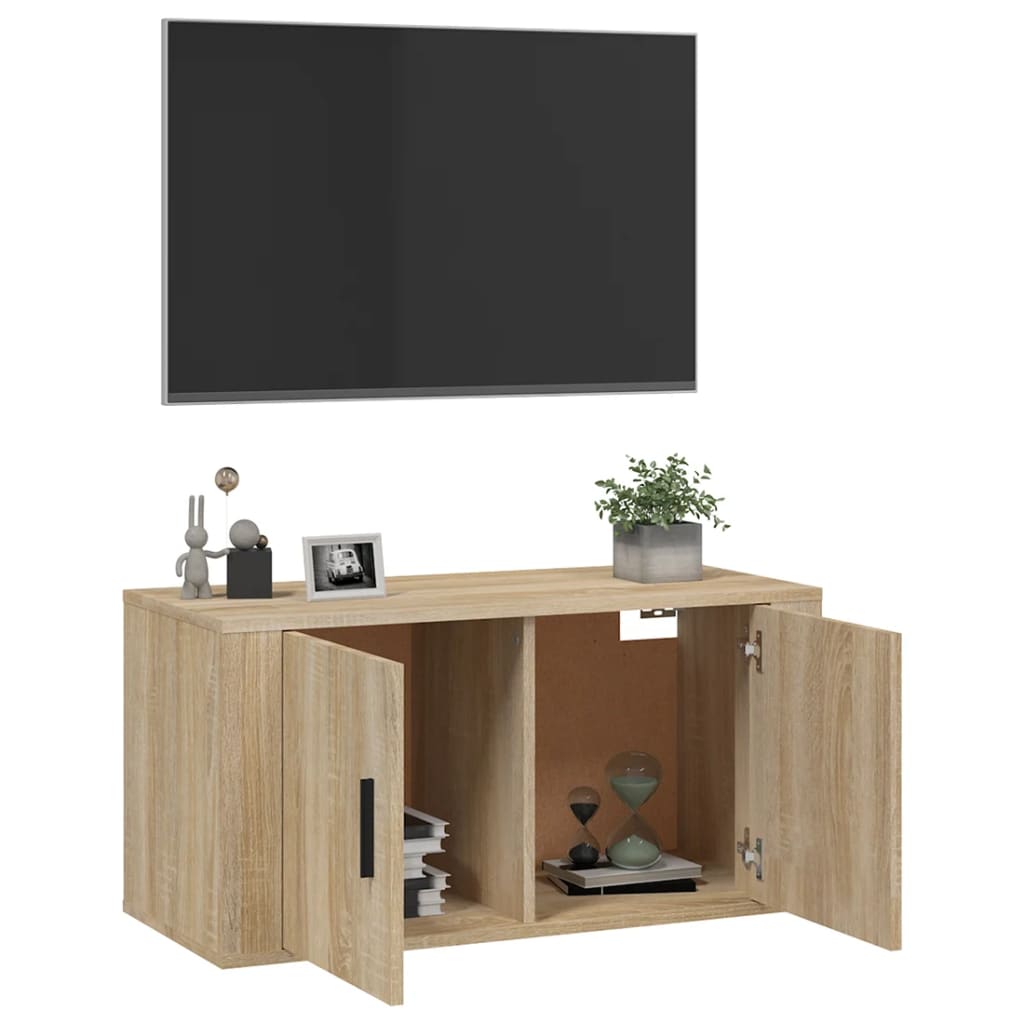 vidaXL Dulap TV montat pe perete, stejar sonoma, 80x34,5x40 cm