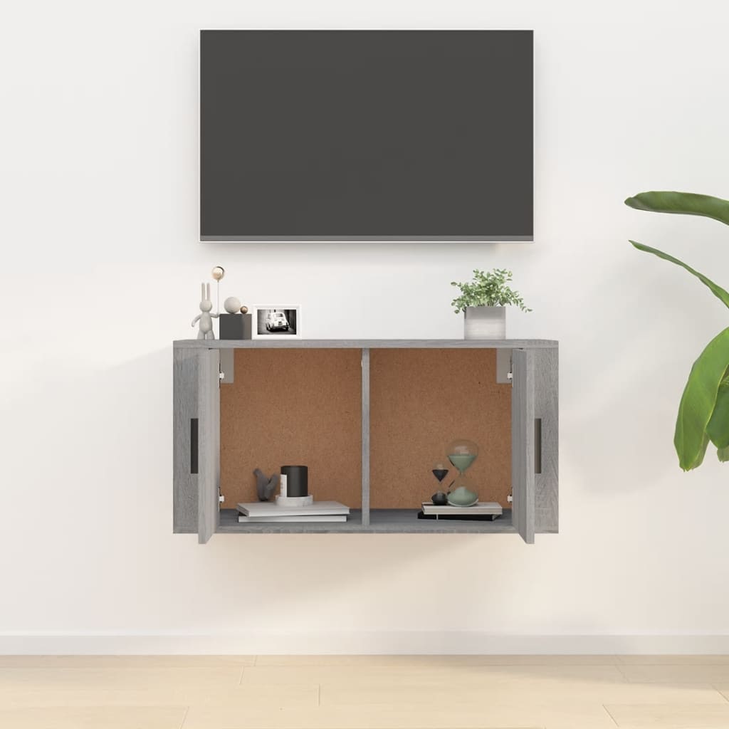 vidaXL Dulap TV montat pe perete, gri sonoma, 80x34,5x40 cm