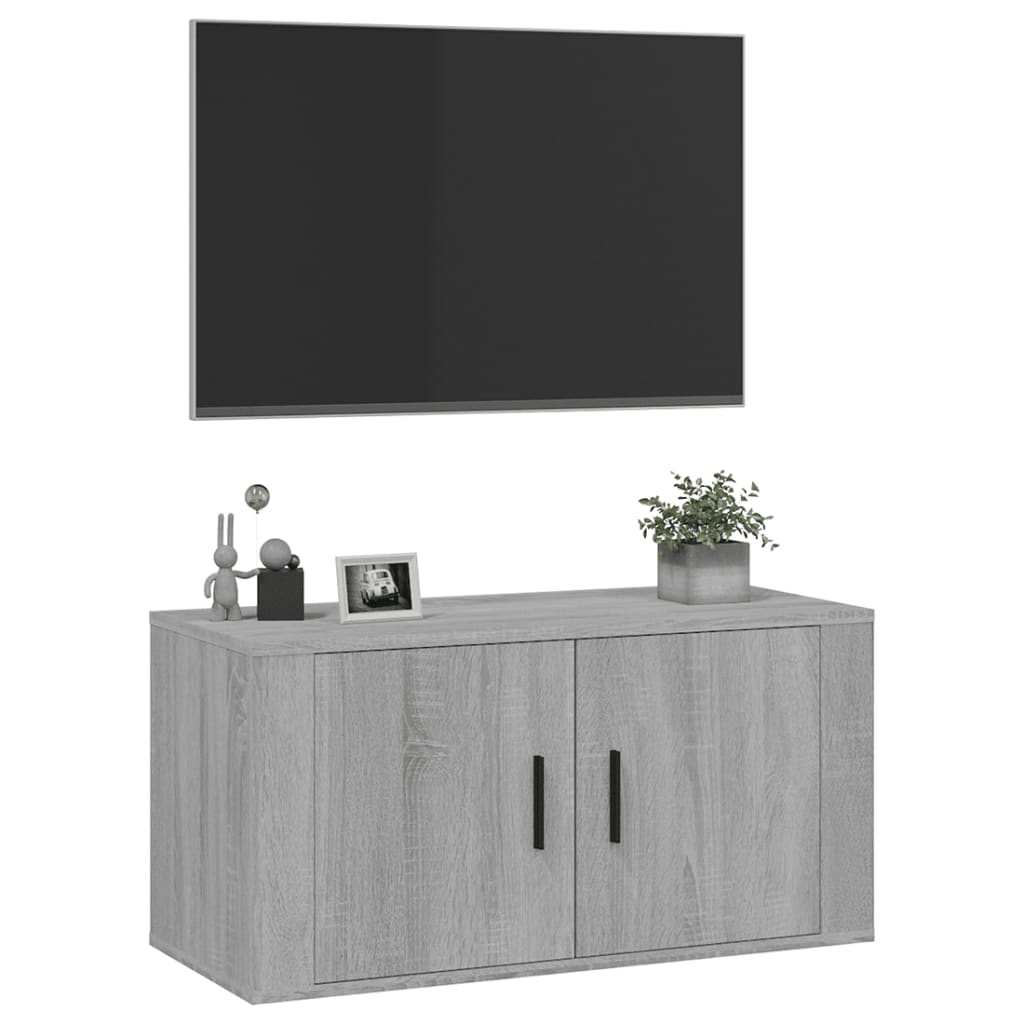 vidaXL Dulap TV montat pe perete, gri sonoma, 80x34,5x40 cm