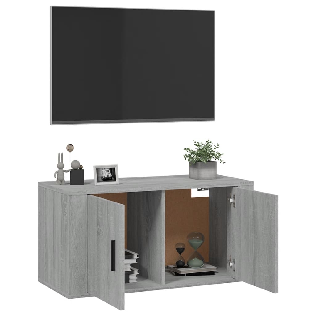 vidaXL Dulap TV montat pe perete, gri sonoma, 80x34,5x40 cm