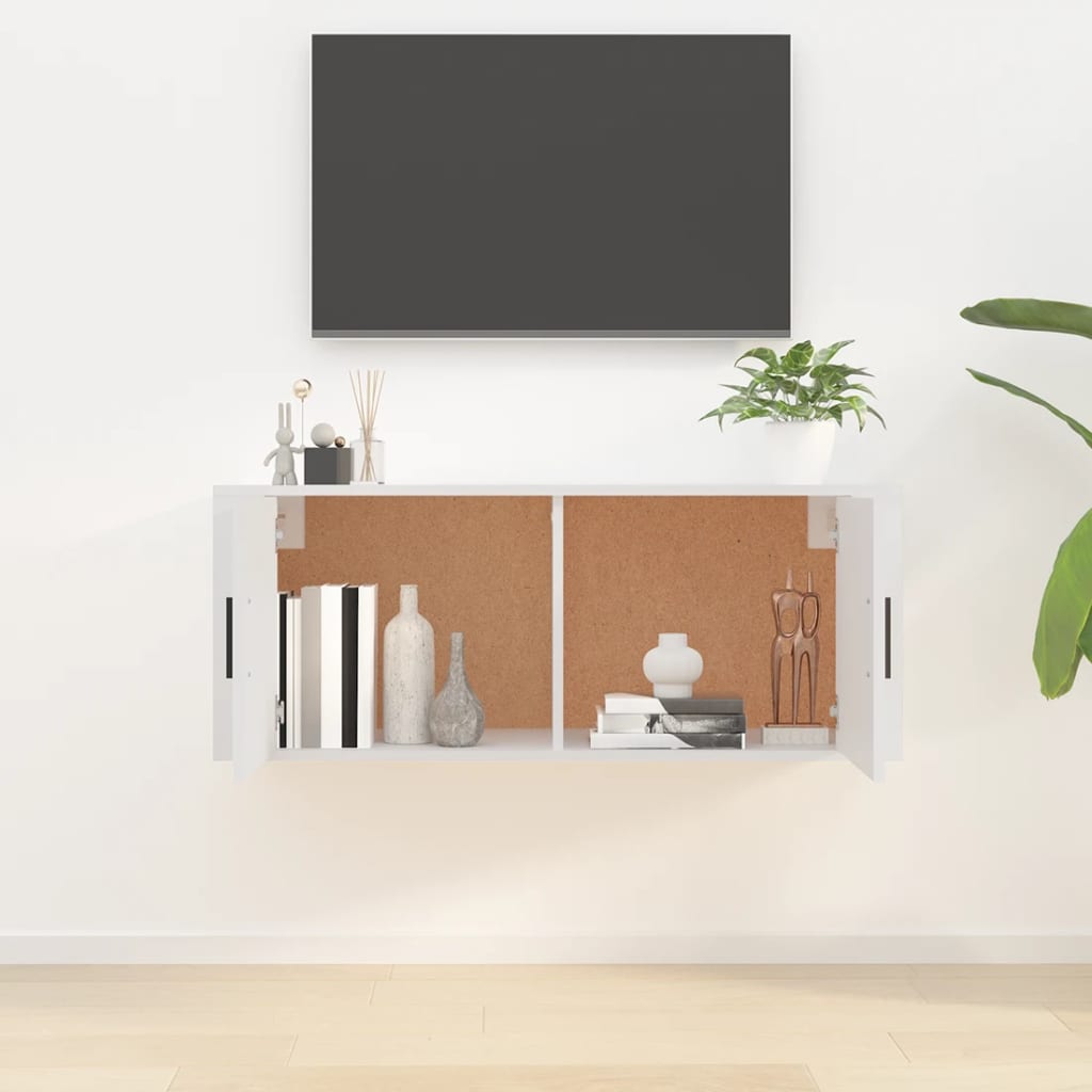 vidaXL Dulap TV montat pe perete, alb, 100x34,5x40 cm