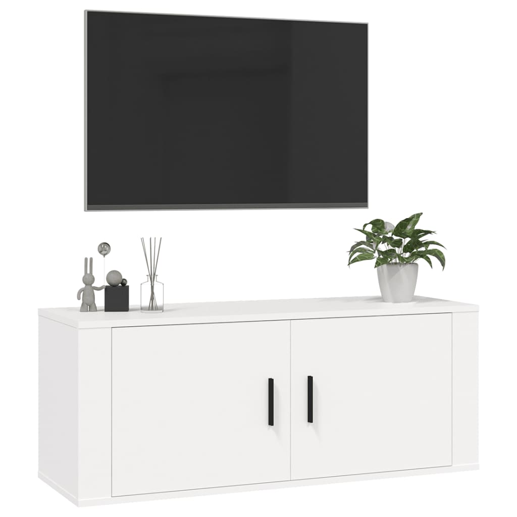 vidaXL Dulap TV montat pe perete, alb, 100x34,5x40 cm
