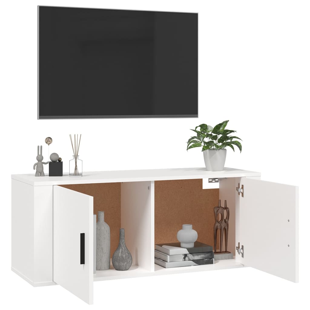 vidaXL Dulap TV montat pe perete, alb, 100x34,5x40 cm