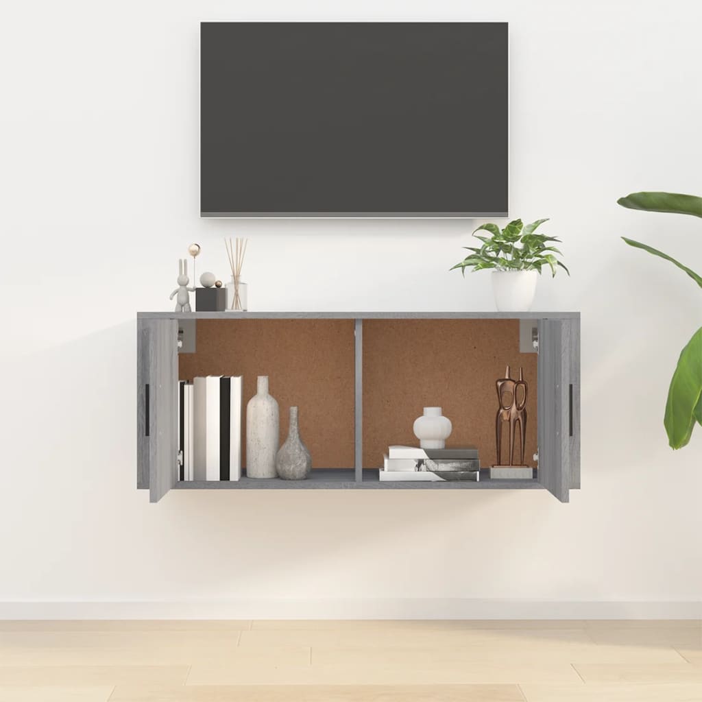 vidaXL Dulap TV montat pe perete, gri sonoma, 100x34,5x40 cm