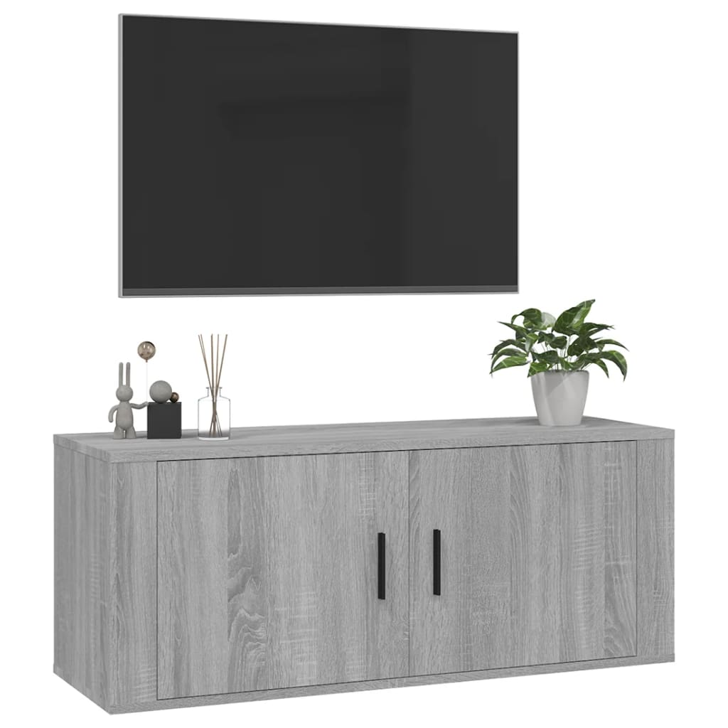 vidaXL Dulap TV montat pe perete, gri sonoma, 100x34,5x40 cm