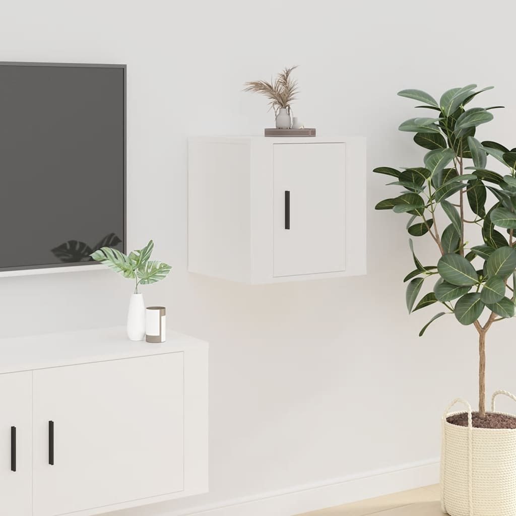 vidaXL Dulapuri TV montate pe perete, 2 buc., alb, 40x34,5x40 cm vidaXL Dulapuri TV montate pe perete, 2 buc., alb, 40x34,5x40 cm