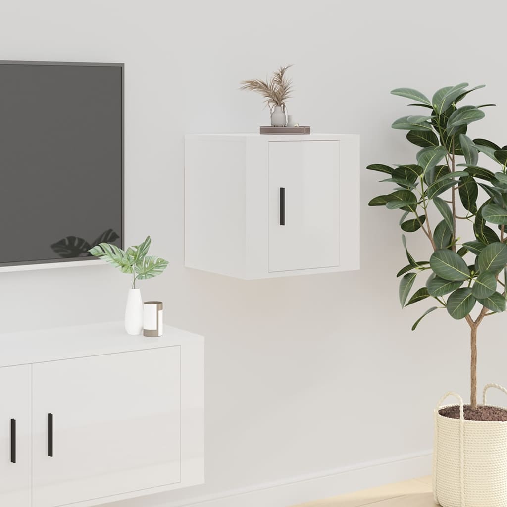 vidaXL Dulapuri TV montate perete 2 buc. alb extralucios 40x34,5x40 cm vidaXL Dulapuri TV montate perete 2 buc. alb extralucios 40x34,5x40 cm