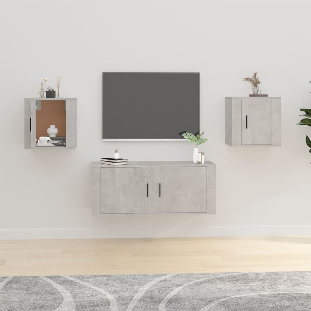 vidaXL Dulapuri TV montate pe perete, 2 buc., gri beton, 40x34,5x40 cm vidaXL Dulapuri TV montate pe perete, 2 buc., gri beton, 40x34,5x40 cm