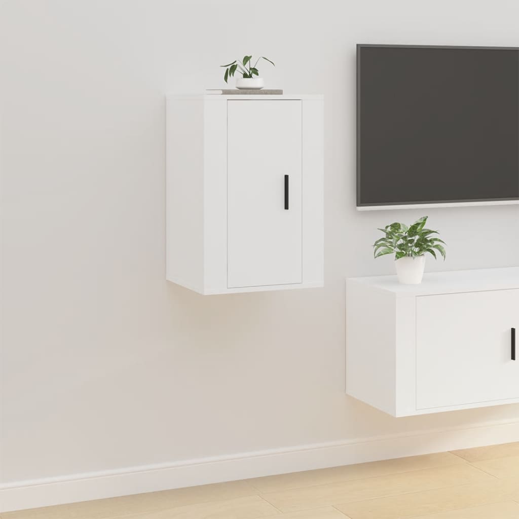 vidaXL Dulapuri TV montate pe perete, 2 buc., alb, 40x34,5x60 cm vidaXL Dulapuri TV montate pe perete, 2 buc., alb, 40x34,5x60 cm