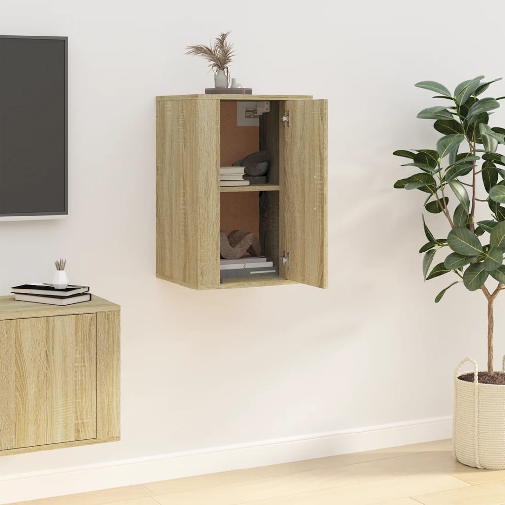 vidaXL Dulap TV montat pe perete, stejar sonoma, 40x34,5x60 cm