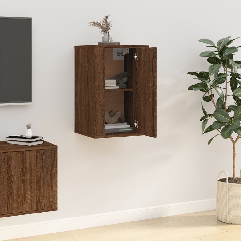 vidaXL Dulap TV montat pe perete, stejar maro, 40x34,5x60 cm