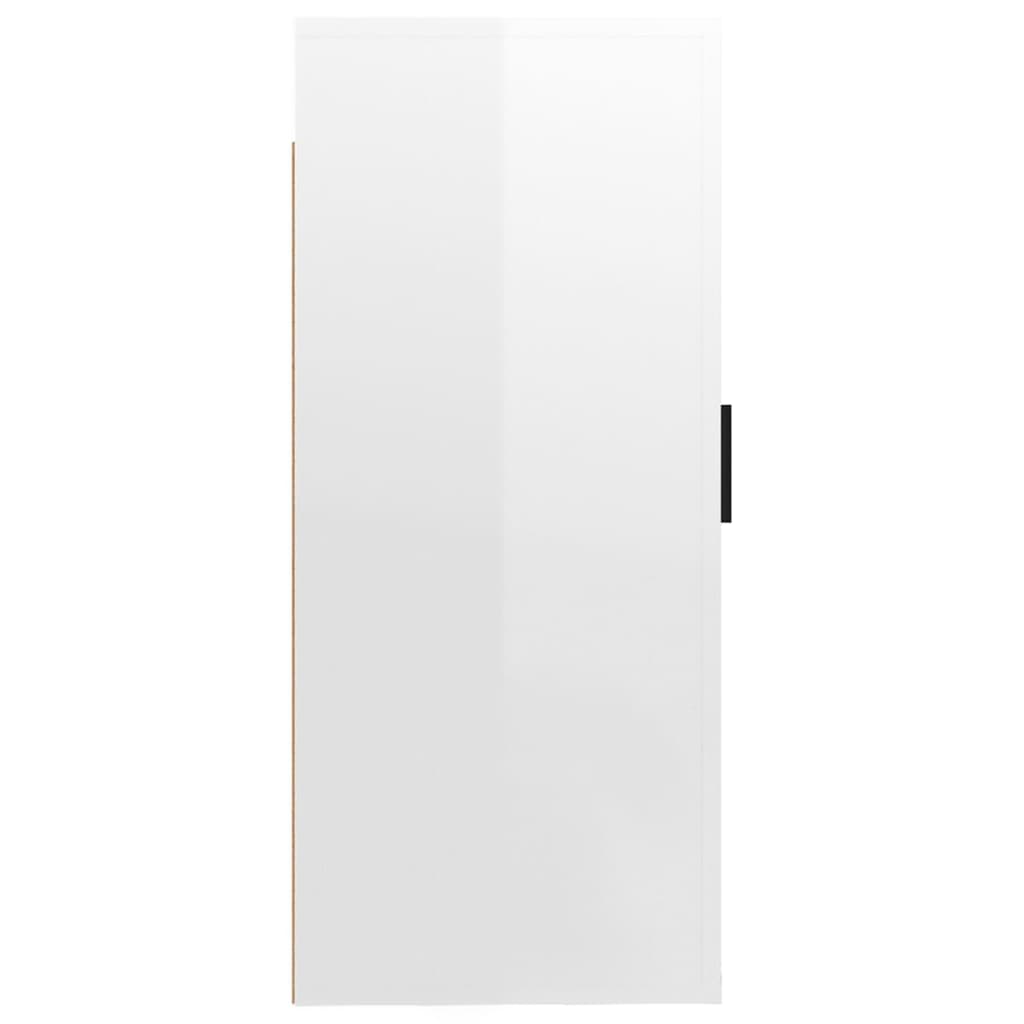 vidaXL Dulap TV montat pe perete, alb extralucios, 40x34,5x80 cm