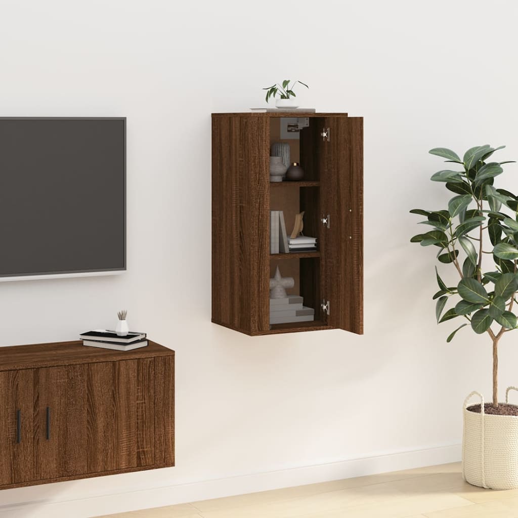 vidaXL Dulap TV montat pe perete, stejar maro, 40x34,5x80 cm