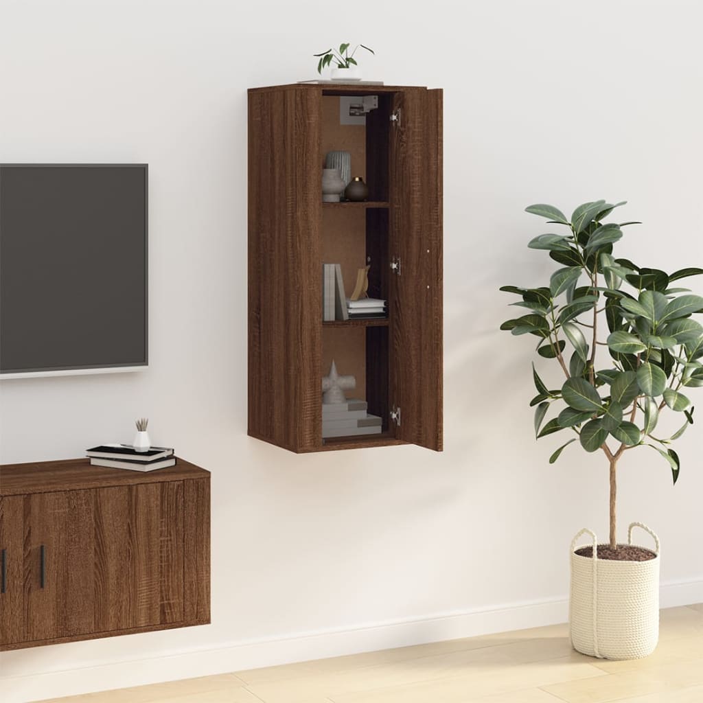 vidaXL Dulap TV montat pe perete, stejar maro, 40x34,5x100 cm