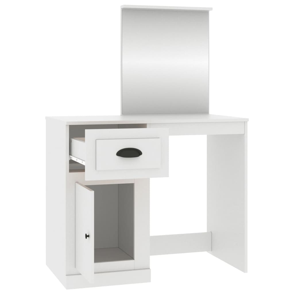 vidaXL Masă de toaletă cu oglindă, alb, 90x50x132,5 cm, lemn prelucrat