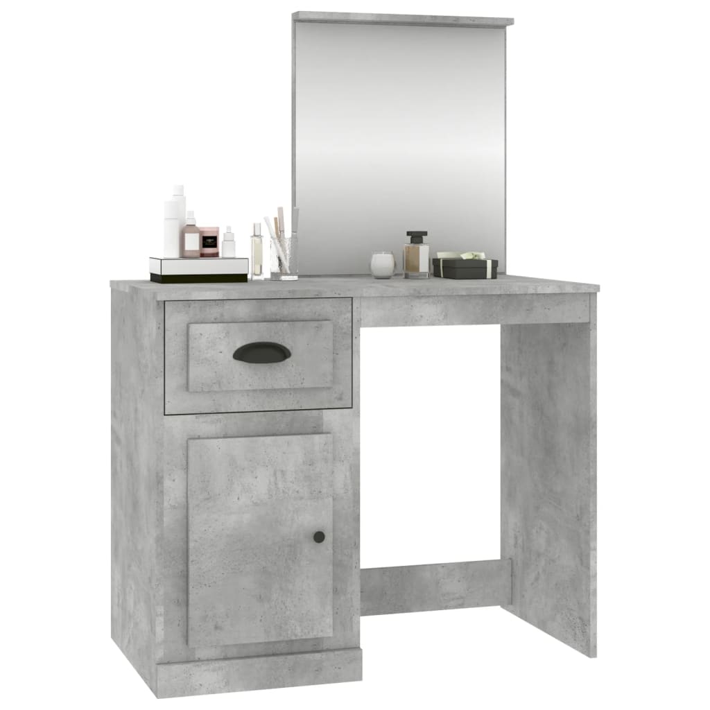 vidaXL Masă de toaletă cu oglindă, gri beton, 90x50x132,5 cm, lemn vidaXL Masă de toaletă cu oglindă, gri beton, 90x50x132,5 cm, lemn