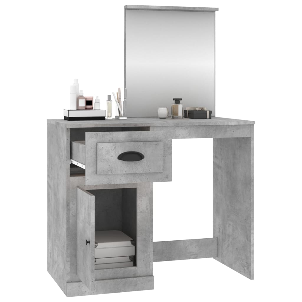 vidaXL Masă de toaletă cu oglindă, gri beton, 90x50x132,5 cm, lemn vidaXL Masă de toaletă cu oglindă, gri beton, 90x50x132,5 cm, lemn