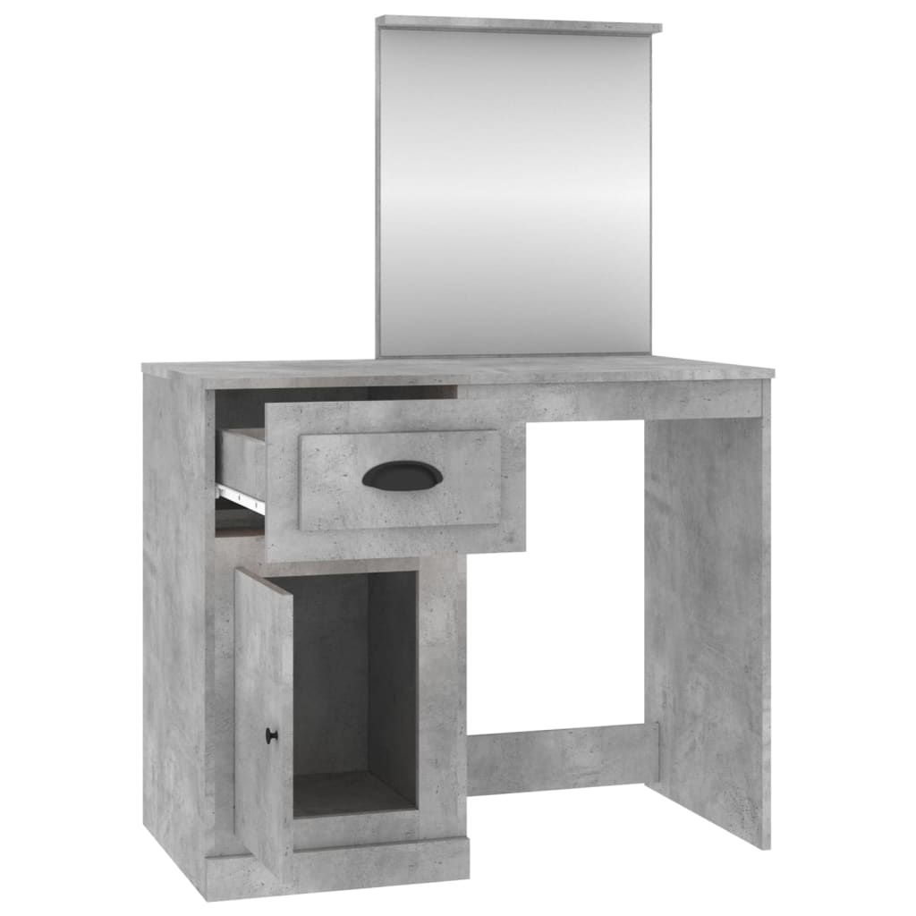 vidaXL Masă de toaletă cu oglindă, gri beton, 90x50x132,5 cm, lemn vidaXL Masă de toaletă cu oglindă, gri beton, 90x50x132,5 cm, lemn