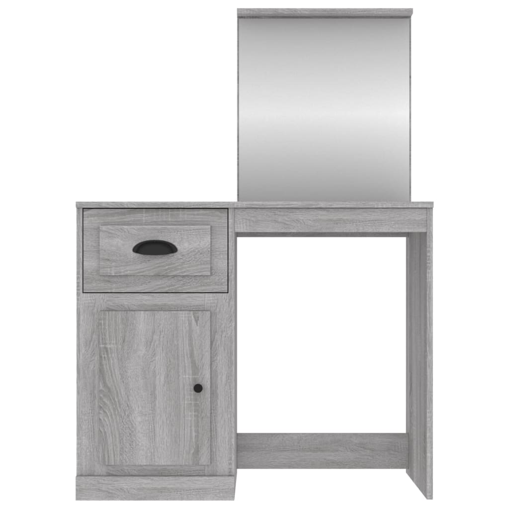 vidaXL Masă de toaletă cu oglindă, gri sonoma 90x50x132,5 cm lemn vidaXL Masă de toaletă cu oglindă, gri sonoma 90x50x132,5 cm lemn
