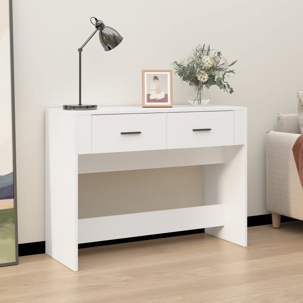 vidaXL Măsuță consolă, alb, 100x39x75 cm, lemn compozit vidaXL Măsuță consolă, alb, 100x39x75 cm, lemn compozit