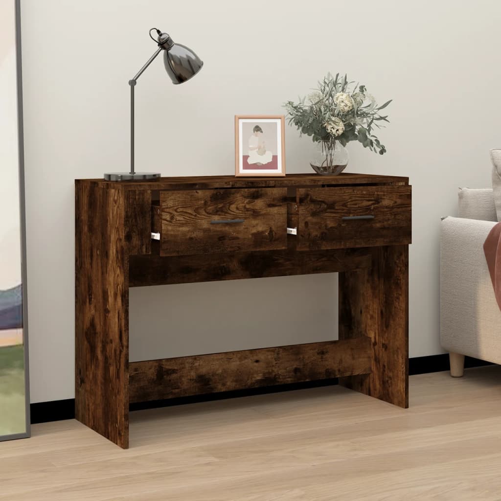 vidaXL Măsuță consolă, stejar fumuriu, 100x39x75 cm, lemn prelucrat vidaXL Măsuță consolă, stejar fumuriu, 100x39x75 cm, lemn prelucrat