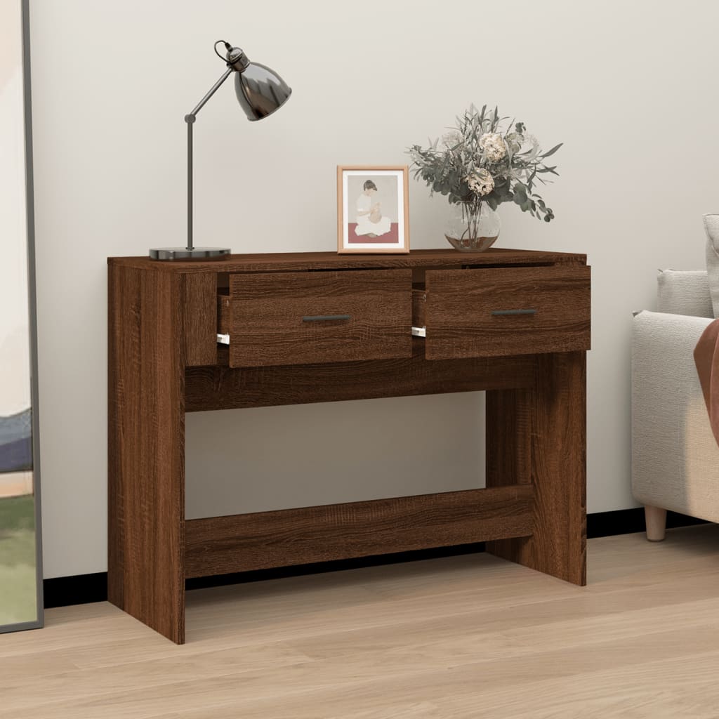 vidaXL Măsuță consolă, stejar maro, 100x39x75 cm, lemn prelucrat vidaXL Măsuță consolă, stejar maro, 100x39x75 cm, lemn prelucrat