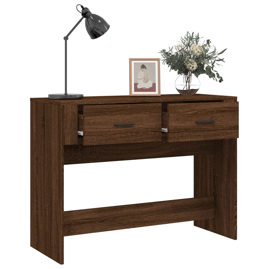 vidaXL Măsuță consolă, stejar maro, 100x39x75 cm, lemn prelucrat vidaXL Măsuță consolă, stejar maro, 100x39x75 cm, lemn prelucrat