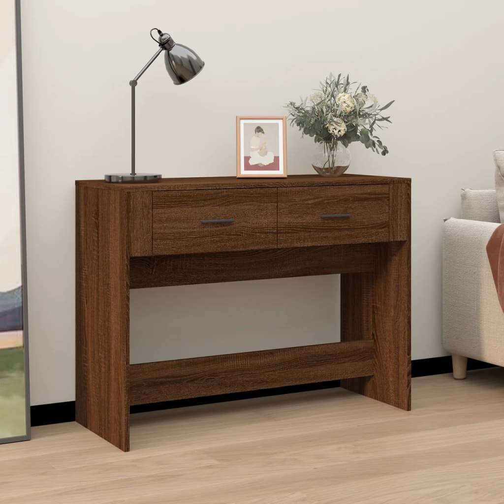 vidaXL Măsuță consolă, stejar maro, 100x39x75 cm, lemn prelucrat vidaXL Măsuță consolă, stejar maro, 100x39x75 cm, lemn prelucrat