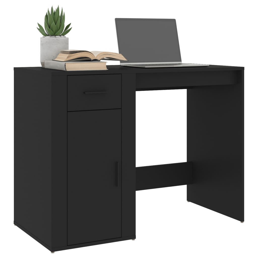 vidaXL Birou, negru, 100x49x75 cm, lemn prelucrat