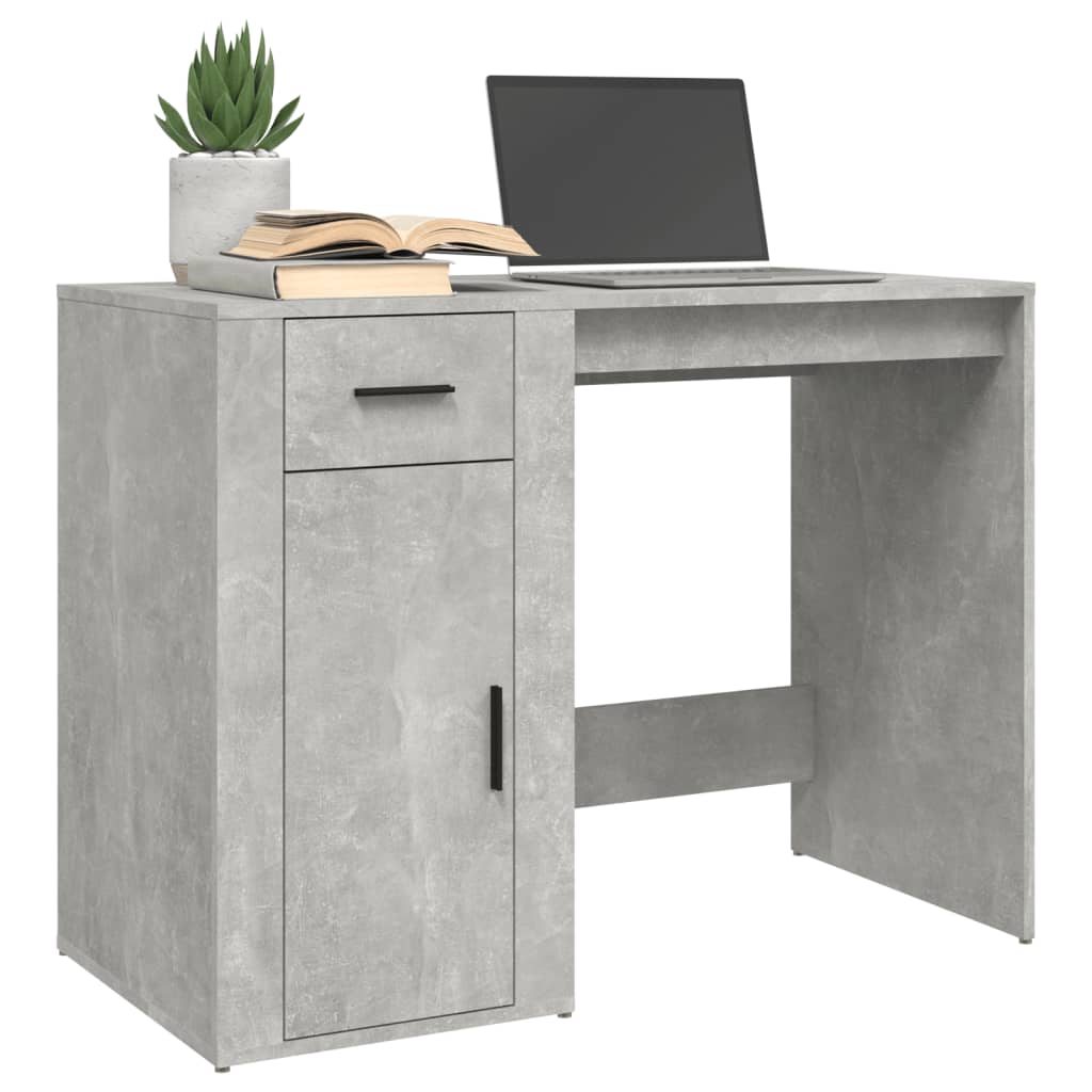 vidaXL Birou, gri beton, 100x49x75 cm, lemn prelucrat