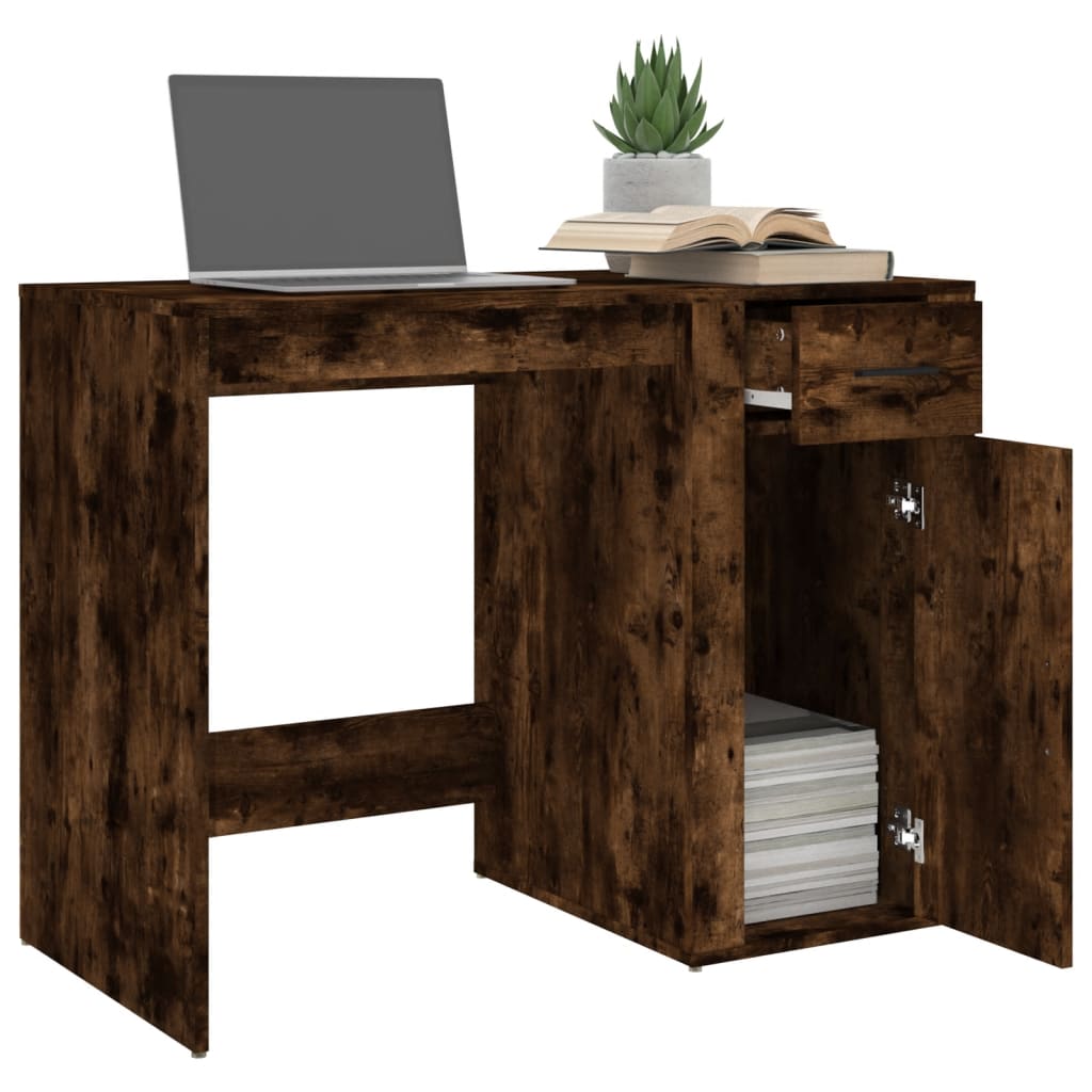 vidaXL Birou, stejar fumuriu, 100x49x75 cm, lemn prelucrat