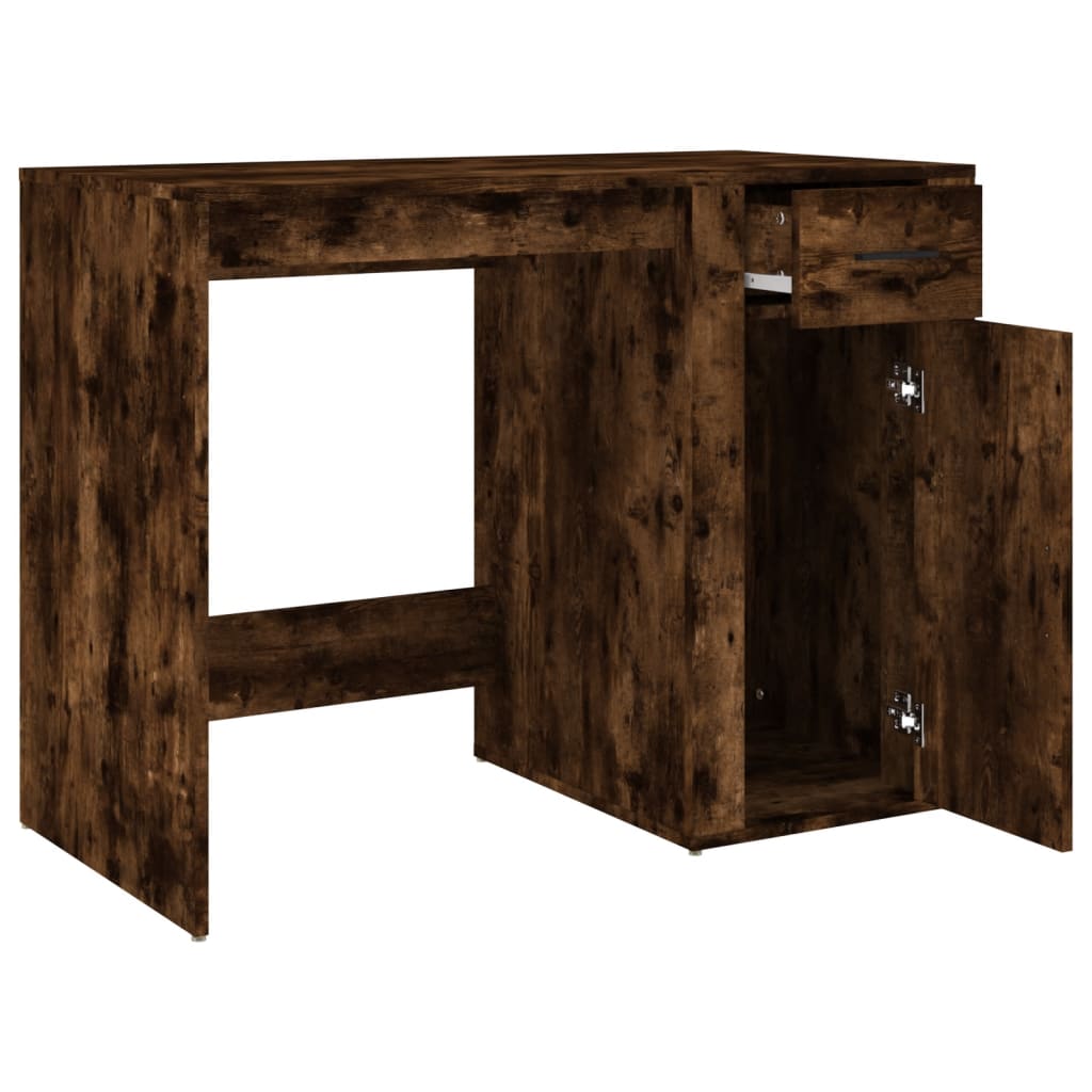 vidaXL Birou, stejar fumuriu, 100x49x75 cm, lemn prelucrat