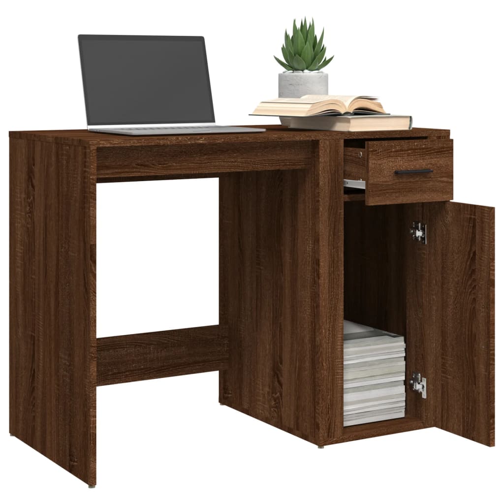 vidaXL Birou, stejar maro, 100x49x75 cm, lemn prelucrat