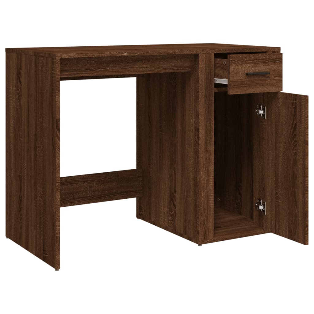 vidaXL Birou, stejar maro, 100x49x75 cm, lemn prelucrat