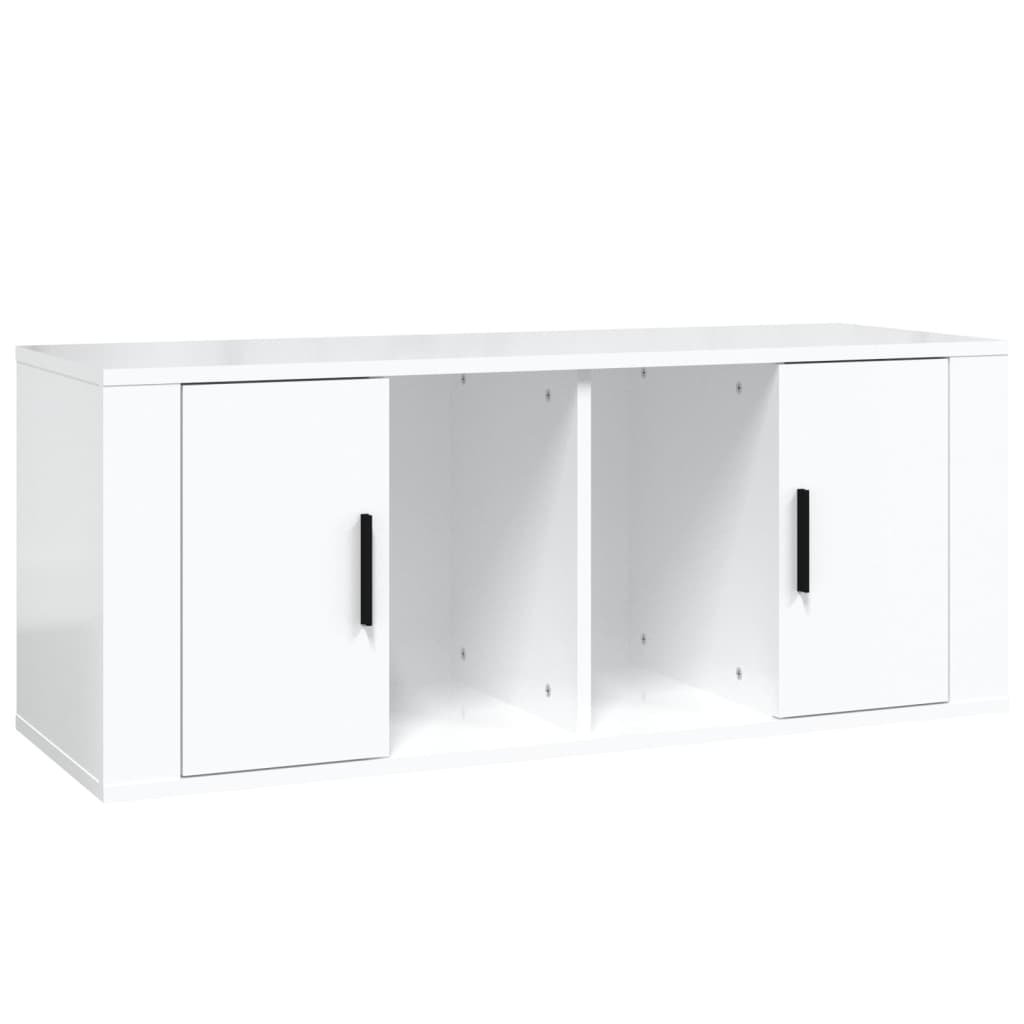 vidaXL Comodă TV, alb extralucios, 100x35x40 cm, lemn prelucrat