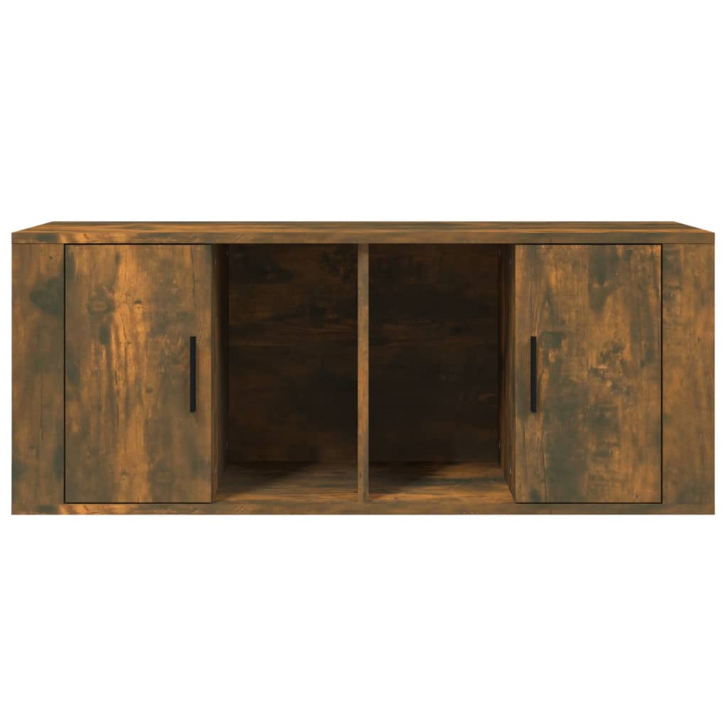 vidaXL Comodă TV, stejar fumuriu, 100x35x40 cm, lemn prelucrat vidaXL Comodă TV, stejar fumuriu, 100x35x40 cm, lemn prelucrat