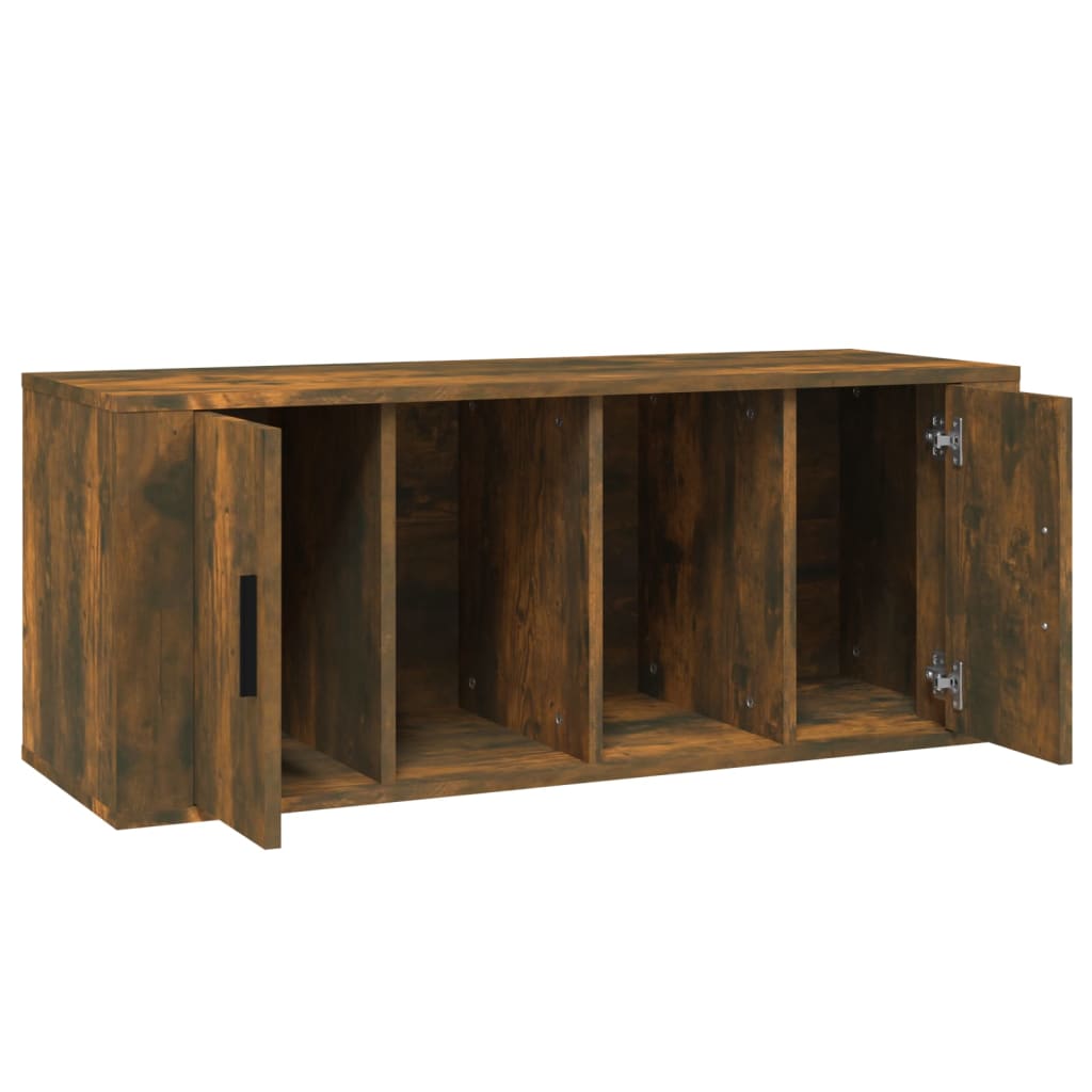 vidaXL Comodă TV, stejar fumuriu, 100x35x40 cm, lemn prelucrat vidaXL Comodă TV, stejar fumuriu, 100x35x40 cm, lemn prelucrat