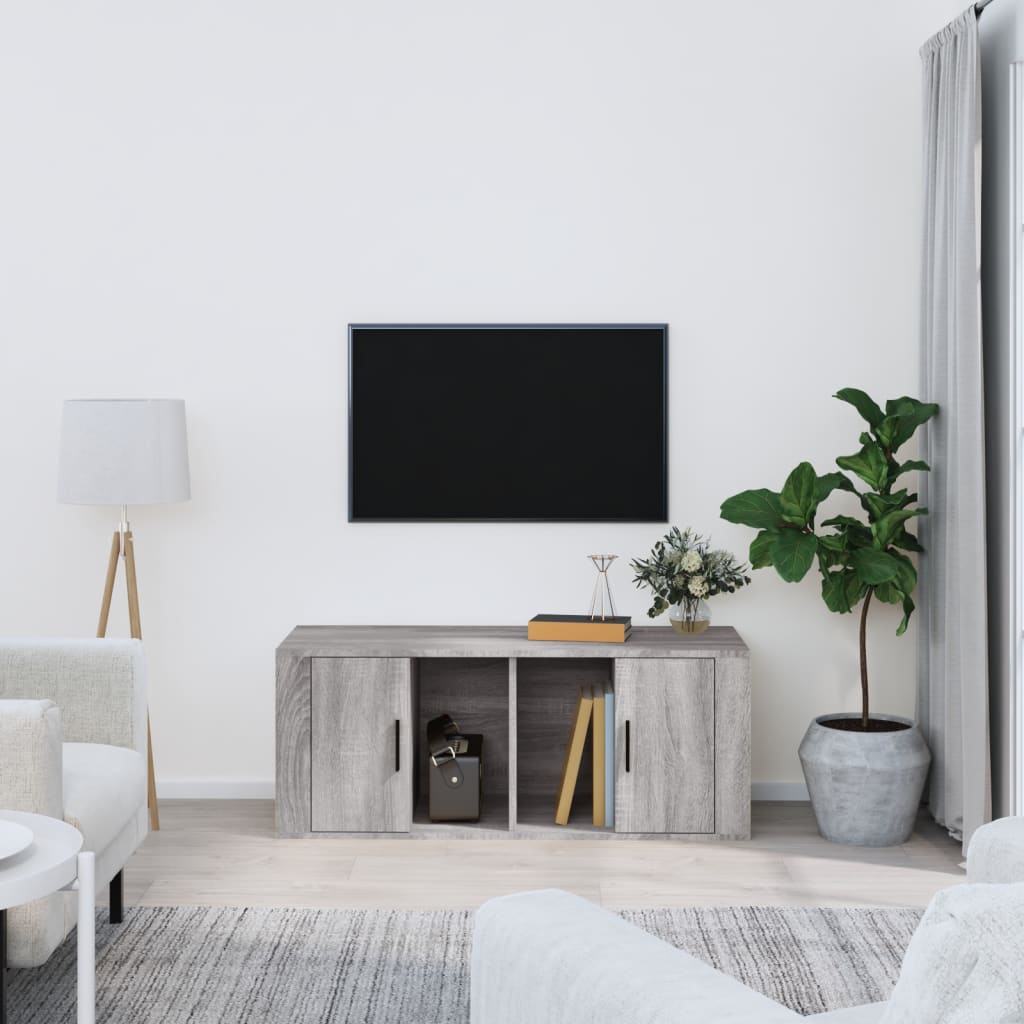 vidaXL Comodă TV, gri sonoma, 100x35x40 cm, lemn prelucrat vidaXL Comodă TV, gri sonoma, 100x35x40 cm, lemn prelucrat