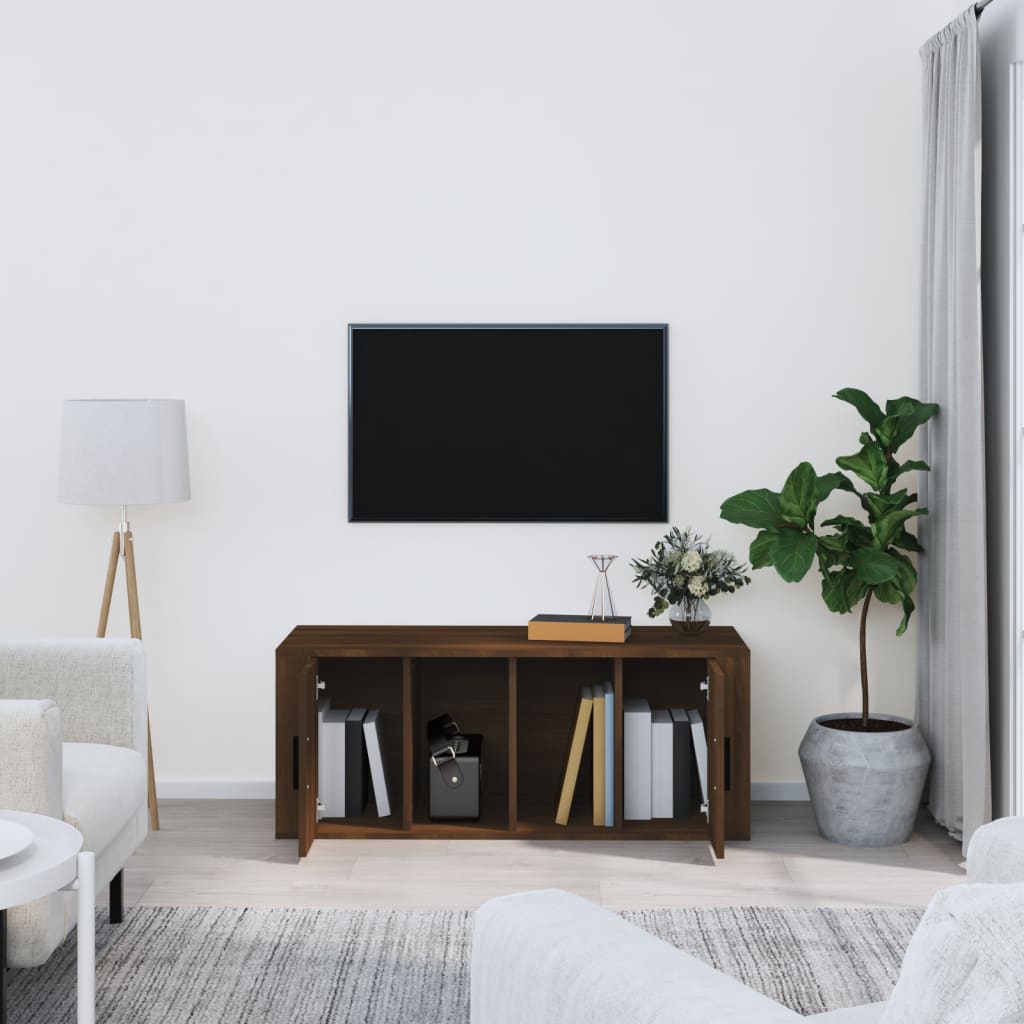 vidaXL Comodă TV, stejar maro, 100x35x40 cm, lemn prelucrat