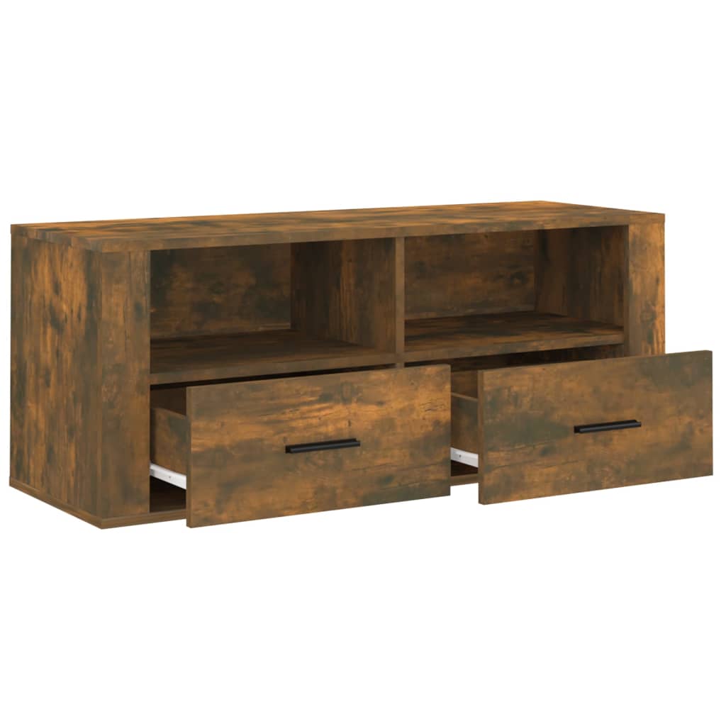 vidaXL Comodă TV, stejar fumuriu, 100x35x40 cm, lemn prelucrat vidaXL Comodă TV, stejar fumuriu, 100x35x40 cm, lemn prelucrat