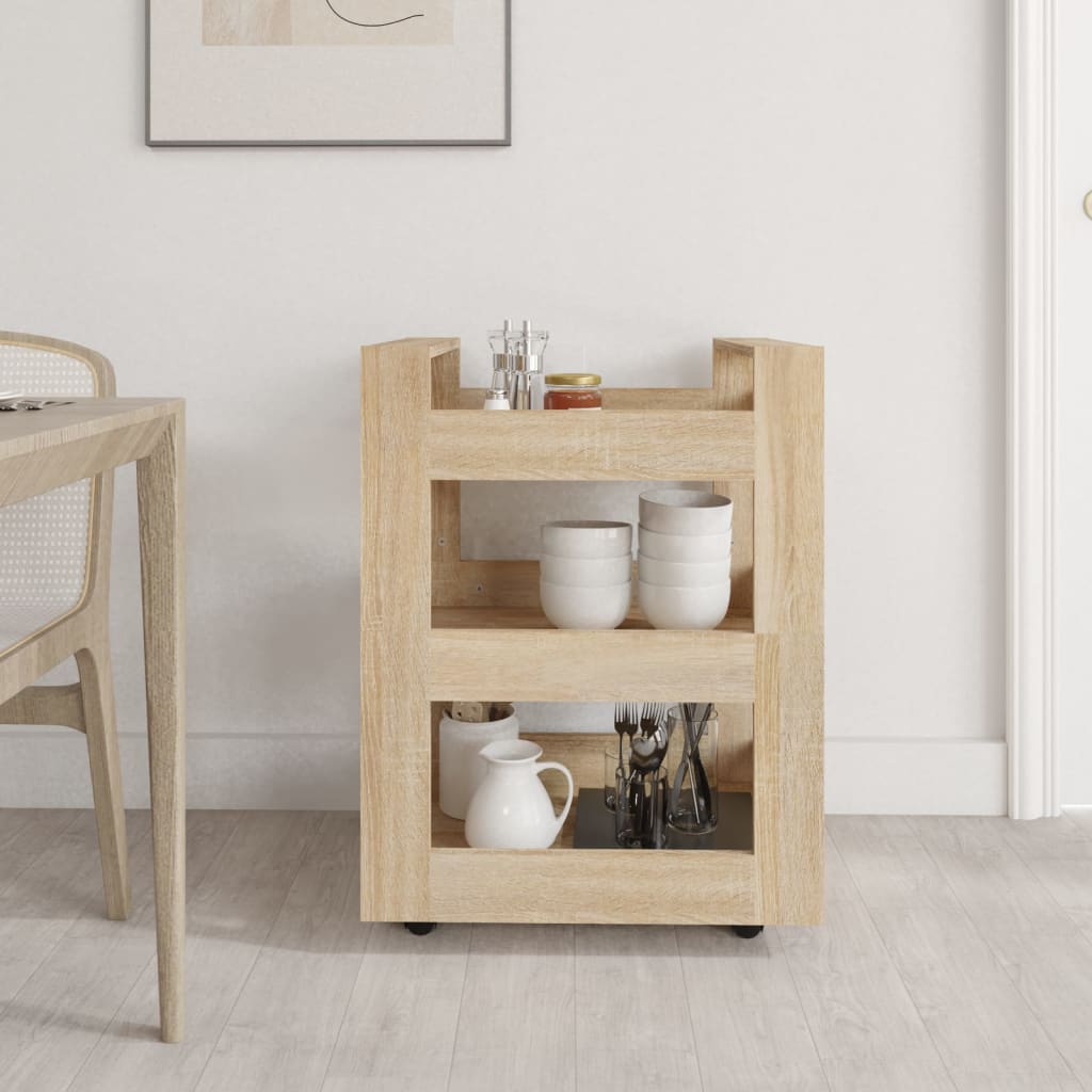 vidaXL Cărucior de bucătărie stejar sonoma 60x45x80 cm lemn prelucrat vidaXL Cărucior de bucătărie stejar sonoma 60x45x80 cm lemn prelucrat