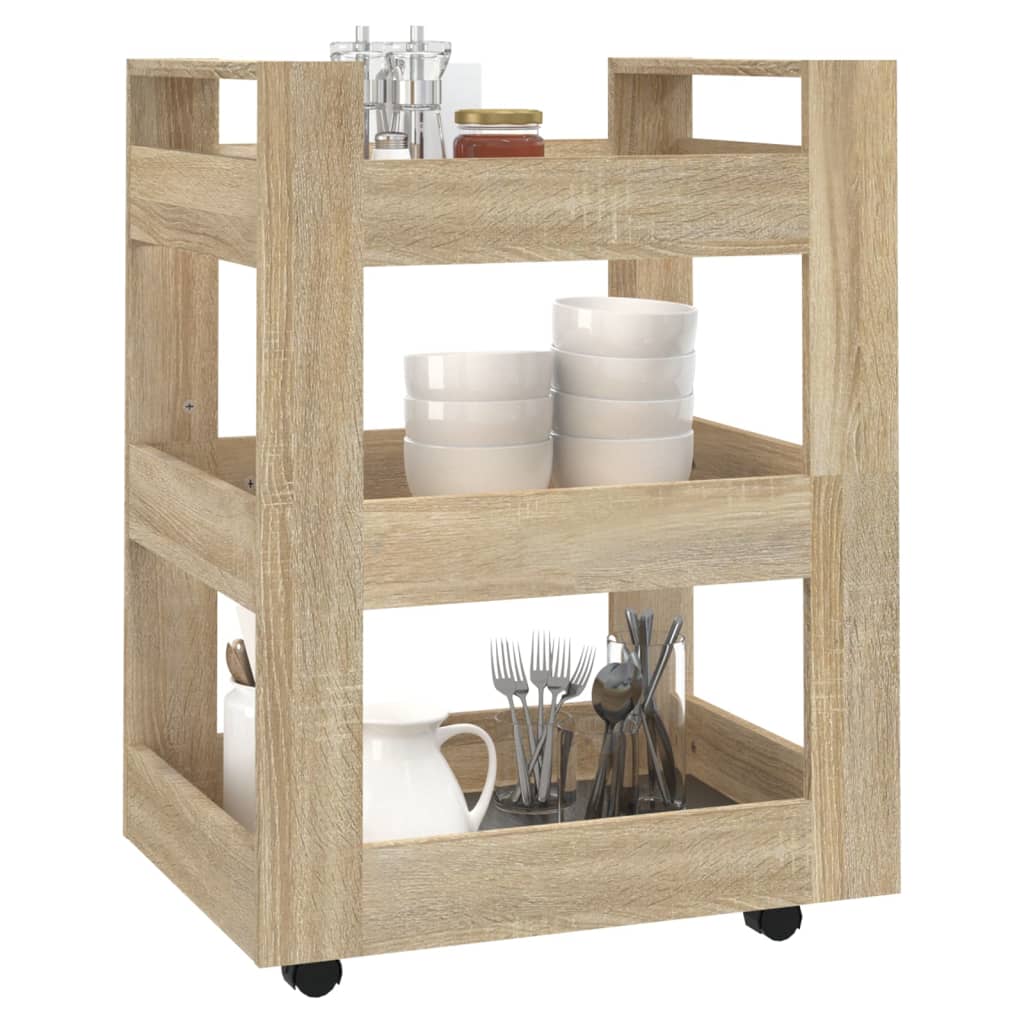 vidaXL Cărucior de bucătărie stejar sonoma 60x45x80 cm lemn prelucrat vidaXL Cărucior de bucătărie stejar sonoma 60x45x80 cm lemn prelucrat