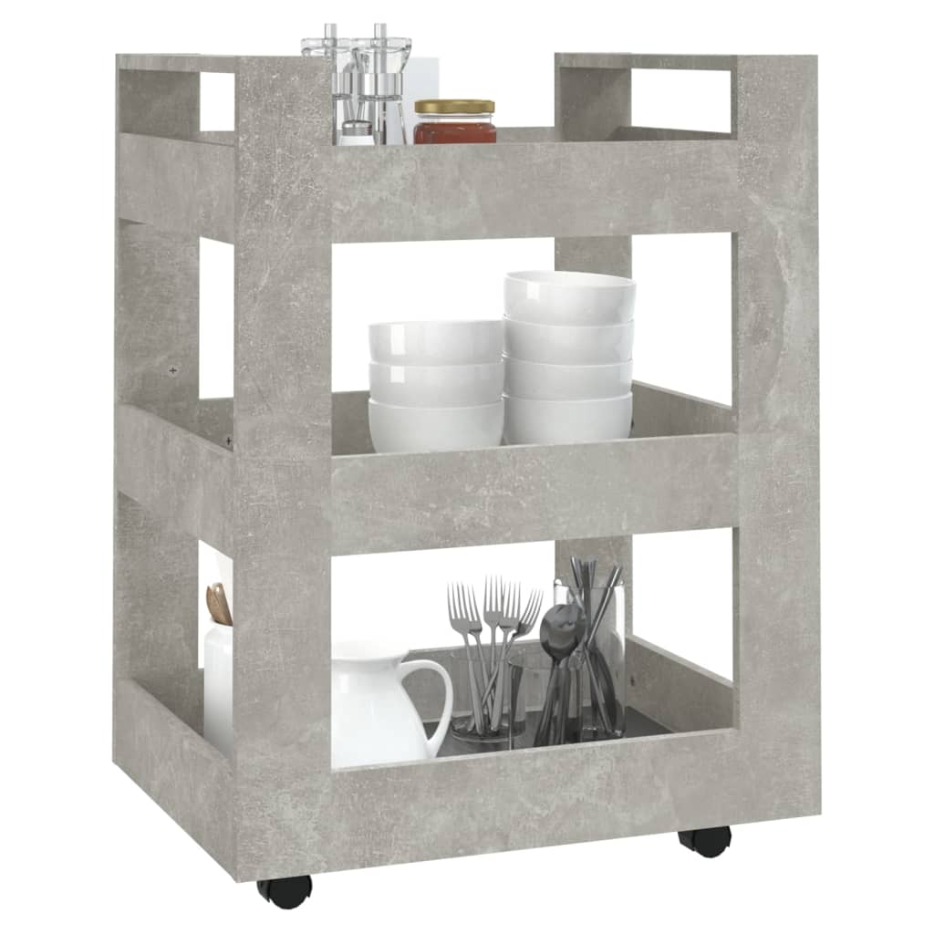 vidaXL Cărucior de bucătărie gri beton 60x45x80 cm lemn prelucrat vidaXL Cărucior de bucătărie gri beton 60x45x80 cm lemn prelucrat