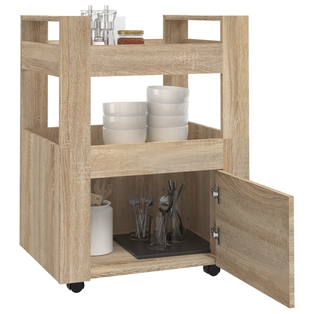 vidaXL Cărucior de bucătărie stejar sonoma 60x45x80 cm lemn prelucrat vidaXL Cărucior de bucătărie stejar sonoma 60x45x80 cm lemn prelucrat