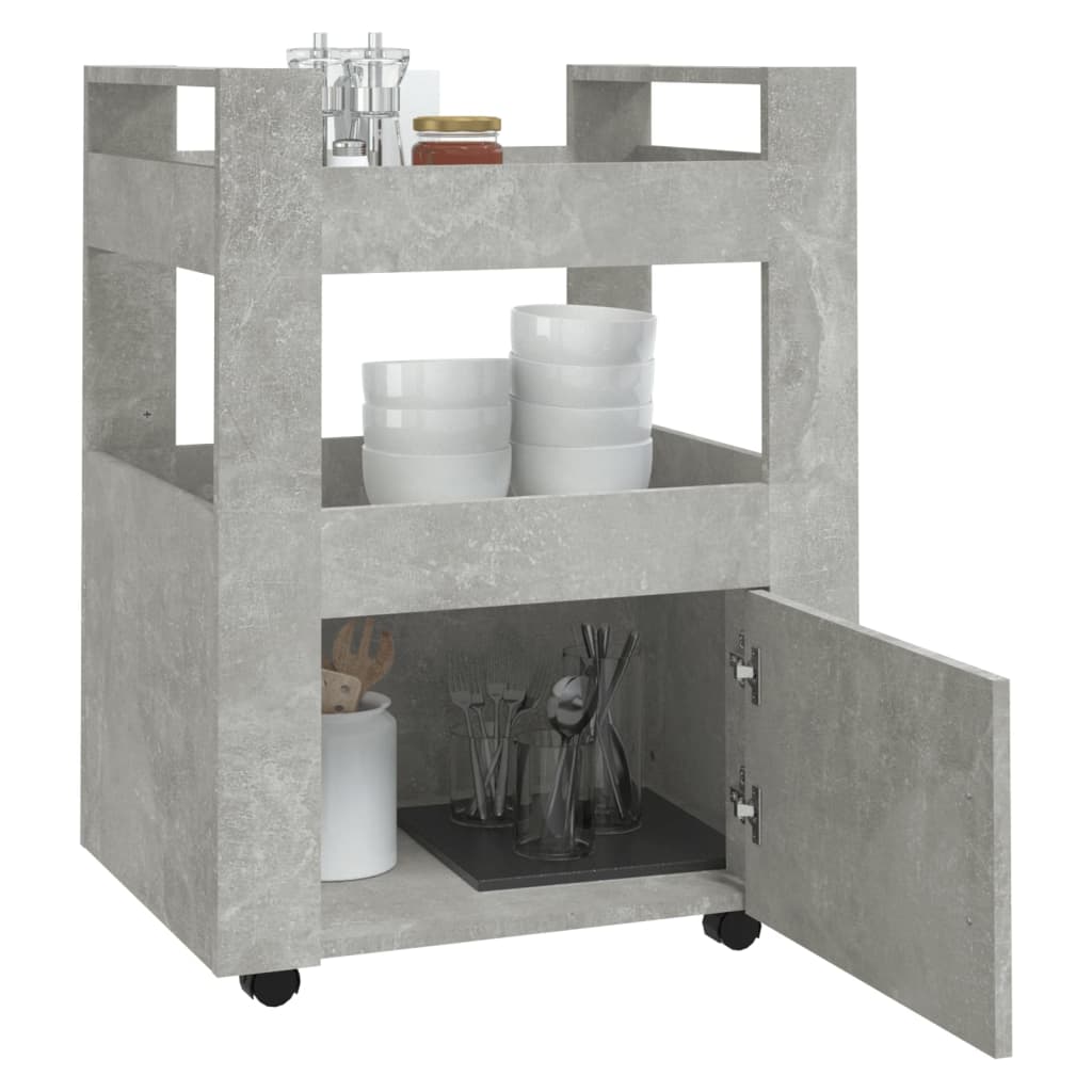 vidaXL Cărucior de bucătărie gri beton 60x45x80 cm lemn prelucrat vidaXL Cărucior de bucătărie gri beton 60x45x80 cm lemn prelucrat